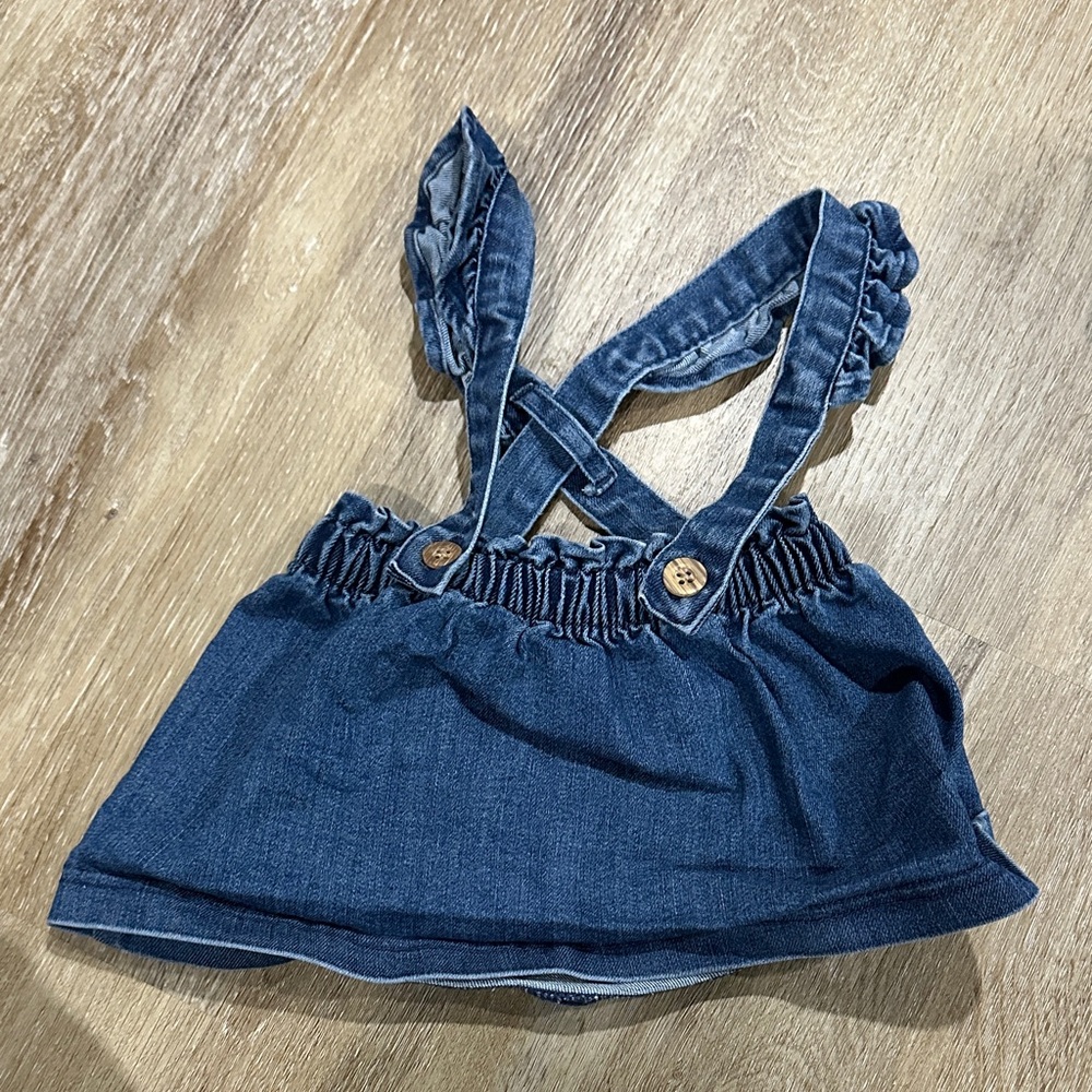 Denim Ruffle skirt with overalls. - nwot never washed or worn